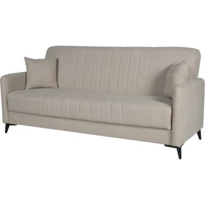 Canapé convertible 3 places ENZO beige - 2 coussins - Coffre rangement