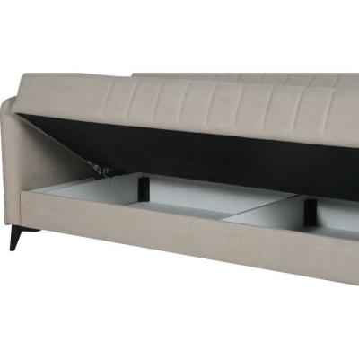 Canapé convertible 3 places ENZO beige - 2 coussins - Coffre rangement