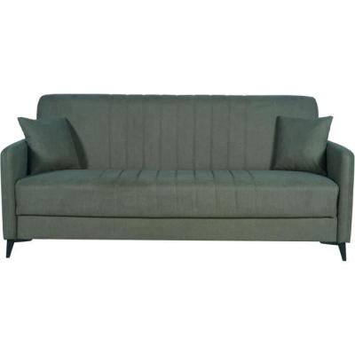 Canapé convertible 3 places ENZO - Tissu vert foncé - Coffre de rangement