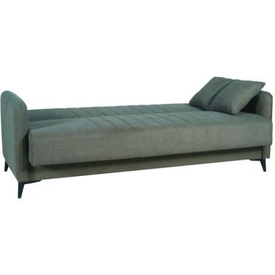 Canapé convertible 3 places ENZO - Tissu vert foncé - Coffre de rangement