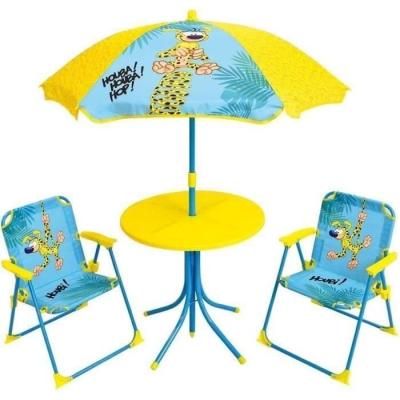 Salon de jardin enfant FUN HOUSE MARSUPILAMI Jaune: 2 chaises pliantes et parasol