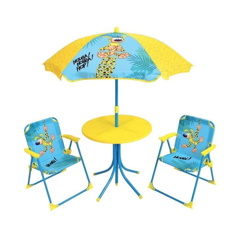 Salon de jardin enfant FUN HOUSE MARSUPILAMI Jaune: 2 chaises pliantes et parasol