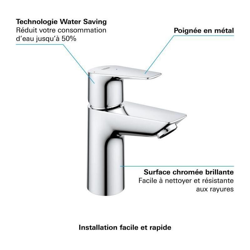 Mitigeur lavabo salle de bains GROHE - Chromé - Economie d'eau