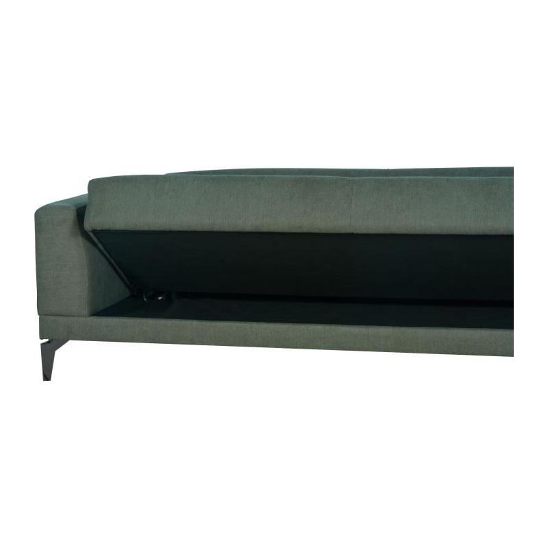 Canapé convertible 3 places HENRY - Tissu vert foncé - 3 coussins