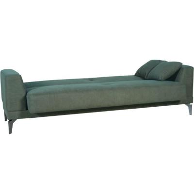 Canapé convertible 3 places HENRY - Tissu vert foncé - 3 coussins