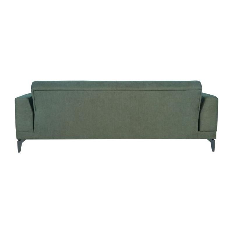 Canapé convertible 3 places HENRY - Tissu vert foncé - 3 coussins