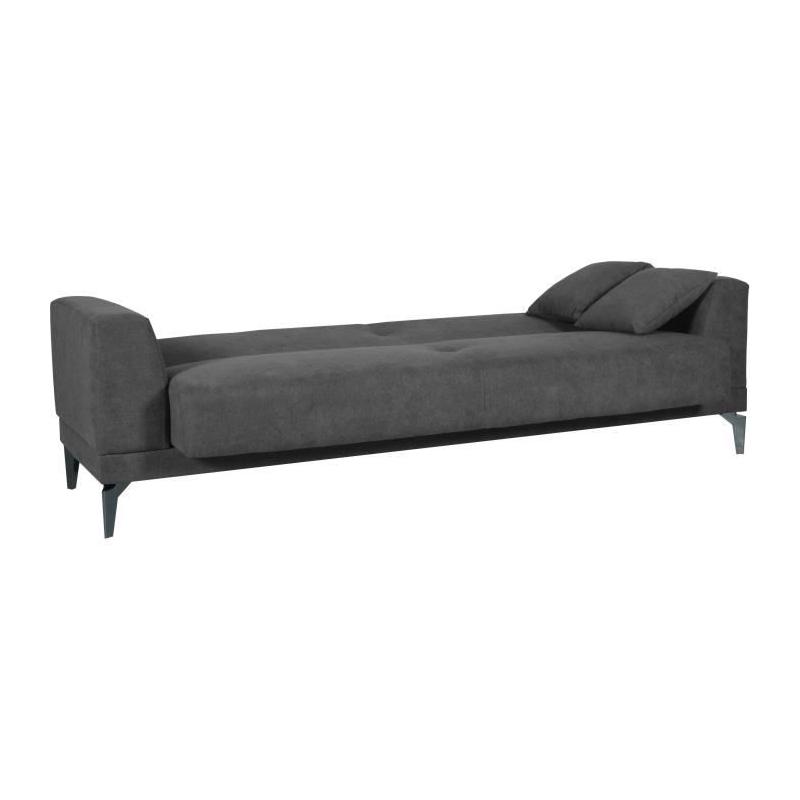 Canapé convertible 3 places HENRY - Tissu gris clair - Design moderne