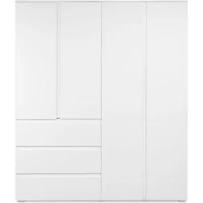 Armoire élégante pour chambre - Décor blanc - 4 portes