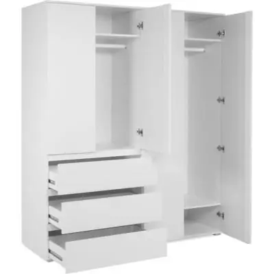 Armoire élégante pour chambre - Décor blanc - 4 portes