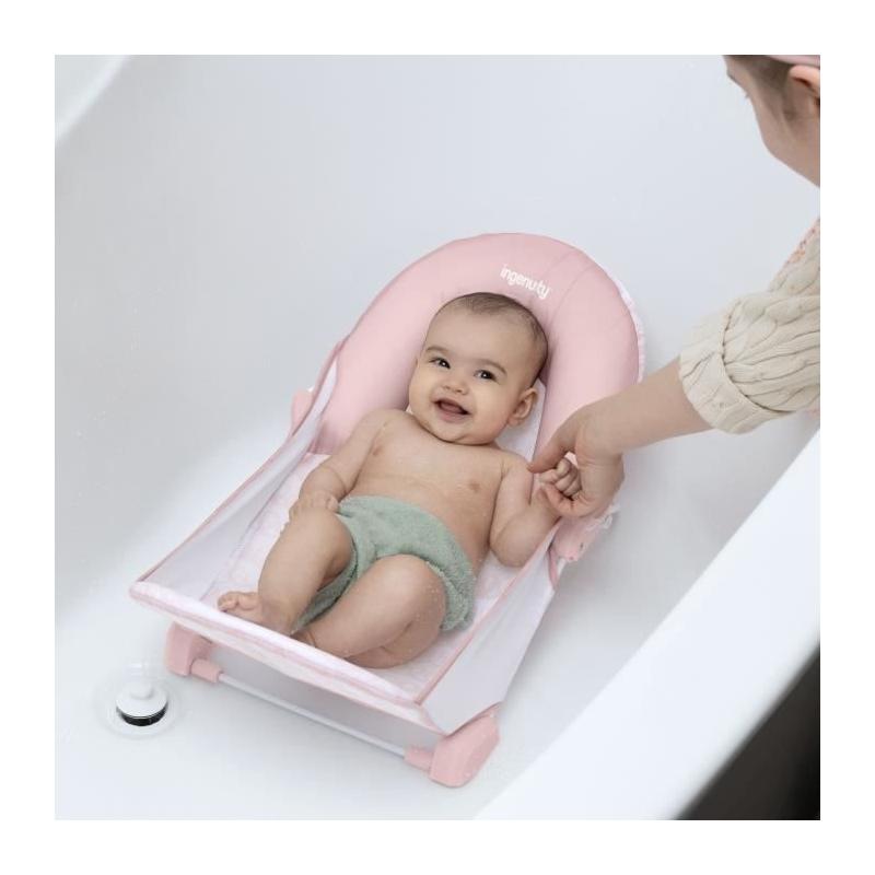 Transat de bain pliable rose pour bébé fille