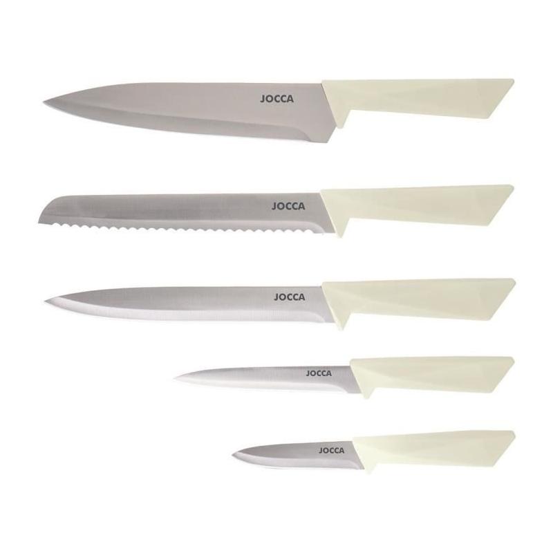 Ensemble de 5 couteaux JOCCA - Bloc polypropylène - Beige