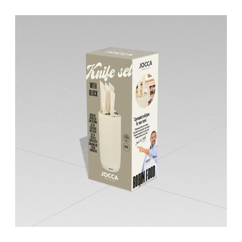 Ensemble de 5 couteaux JOCCA - Bloc polypropylène - Beige