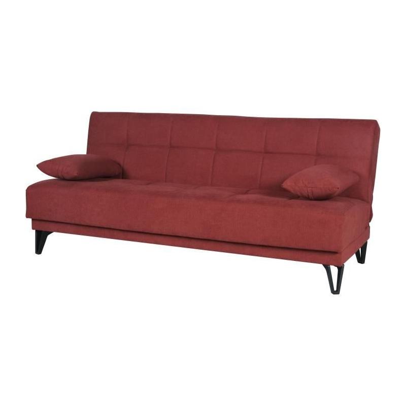 Banquette convertible 3 places LIMRA rouge - Avec rangement - 190 x 87 x 87 cm