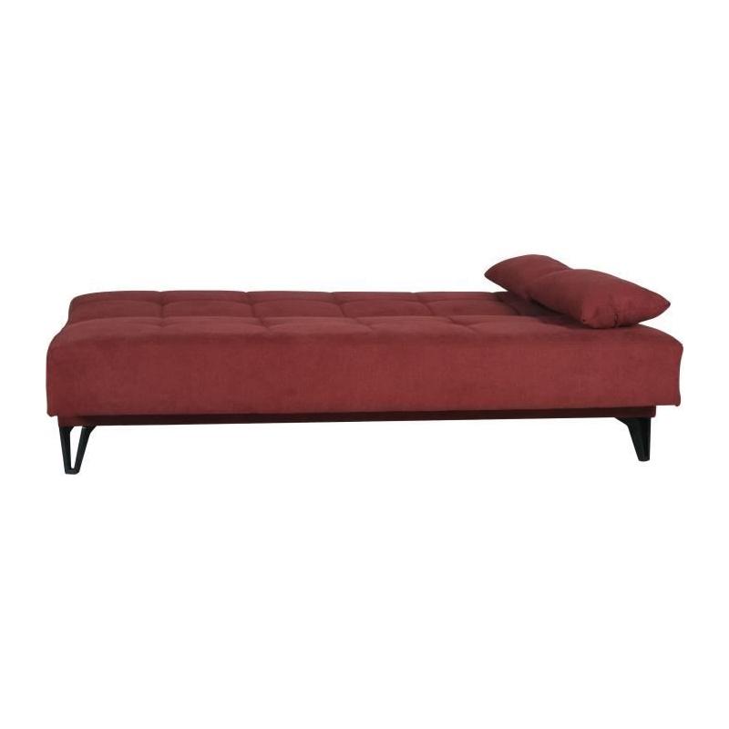 Banquette convertible 3 places LIMRA rouge - Avec rangement - 190 x 87 x 87 cm