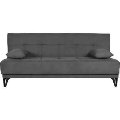 Banquette convertible 3 places LIMRA - Tissu gris clair - Coffre de rangement
