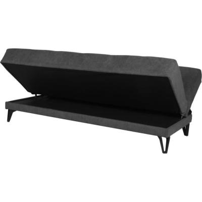 Banquette convertible 3 places LIMRA - Tissu gris clair - Coffre de rangement