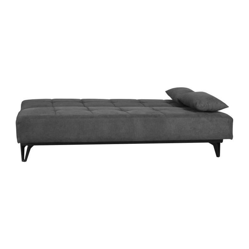 Banquette convertible 3 places LIMRA - Tissu gris clair - Coffre de rangement