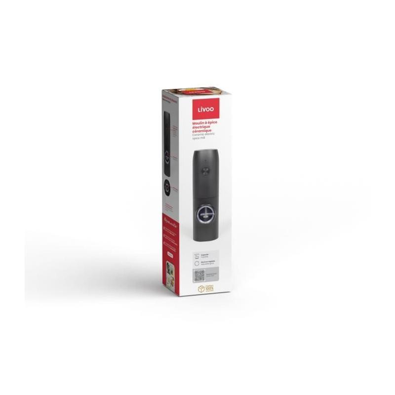 Moulin à épices électrique rechargeable avec meule céramique - LIVOO - Compact et pratique