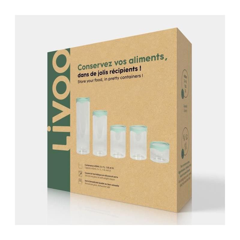 Lot de 5 bocaux de conservation élégants - LIVOO