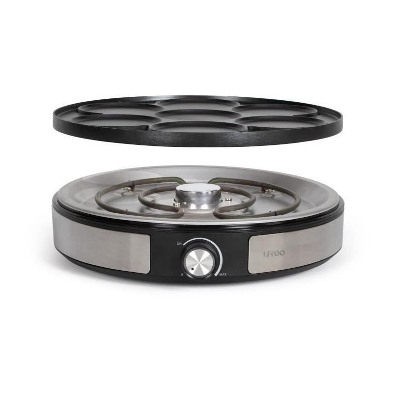 Crêpière réversible 1500W - Livoo DOP247 - Plaque Ø33 ou 7 x Ø10 cm