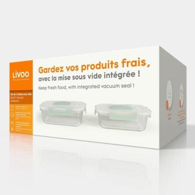 Ensemble de 2 boîtes sous vide en verre borosilicate - LIVOO