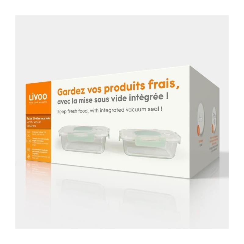 Ensemble de 2 boîtes sous vide en verre borosilicate - LIVOO