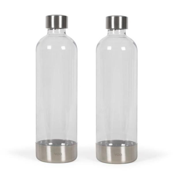 Set de 2 bouteilles de gazéification - LIVOO - DOM464AC1 - 2 x 1L - Compatible LIVOO DOM464 - Bouteille en PET