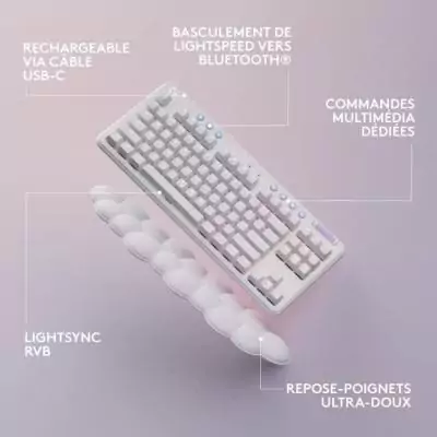 Clavier Gamer Sans fil Logitech G715 Blanc Mist AZERTY Clavier Gamer Sans fil Logitech G715 Blanc Mist AZERTY