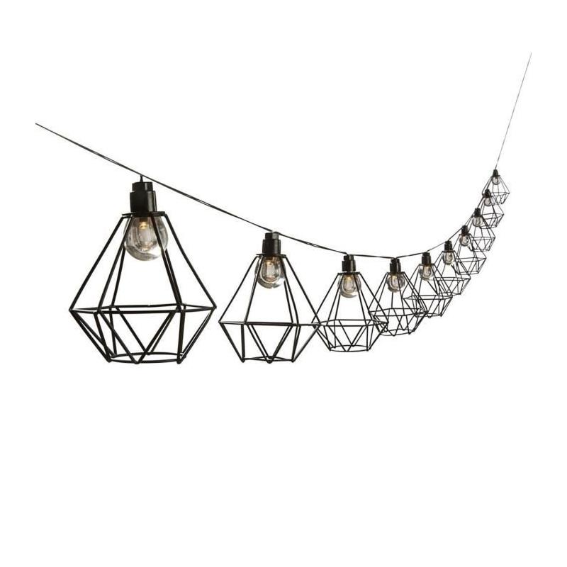 Guirlande solaire cage diamant extérieur - LUMI JARDIN - 10 LED - 3,8m