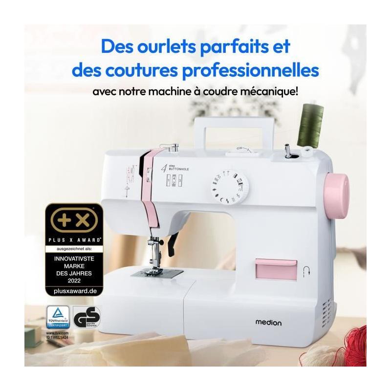 Machine à Coudre MEDION SM 70 Rose - 12 Points - LED