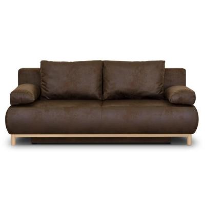 Canapé convertible 3 places MIKA - Marron foncé vintage - Coffre