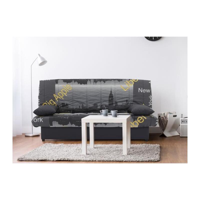 Banquette clic clac 3 places New York jaune - L190 x P92 cm