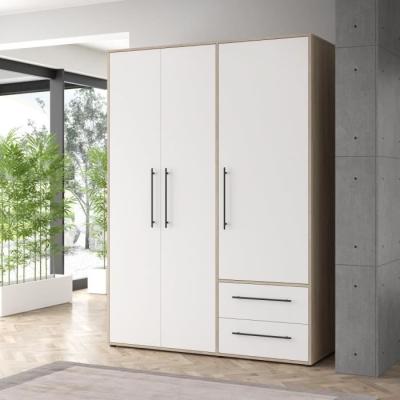 Armoire de chambre MOKKARIS Chene Sonoma/Blanc mat - 3 portes