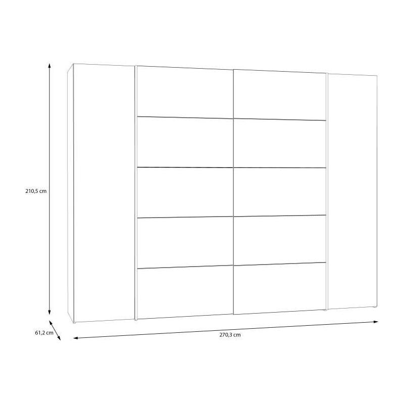 Armoire de chambre NARAGO - Noir / Blanc - 4 portes - Spacieuse et élégante