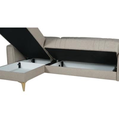 Canapé d'angle convertible réversible OMEGA - Tissu beige