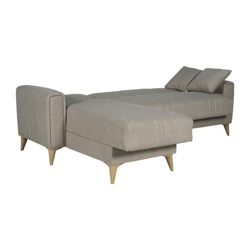Canapé d'angle convertible réversible OMEGA - Tissu beige