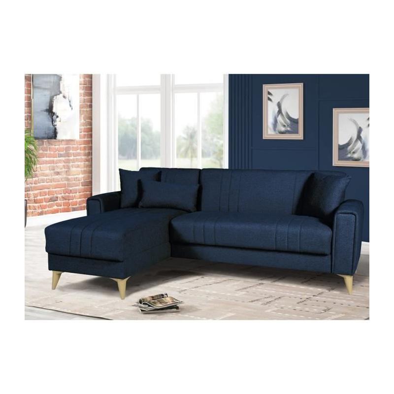 Canapé d'angle convertible réversible bleu foncé - OMEGA - 3/4 personnes