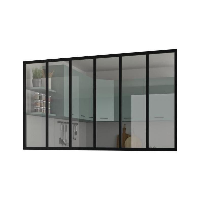 Kit verrière fixe OPTIMUM Aluminium - 6 carreaux - Noir
