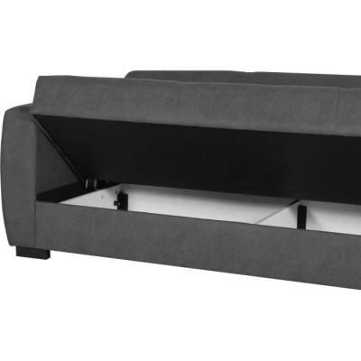 Canapé convertible OSCAR 3 places - Gris clair - Coffre de rangement