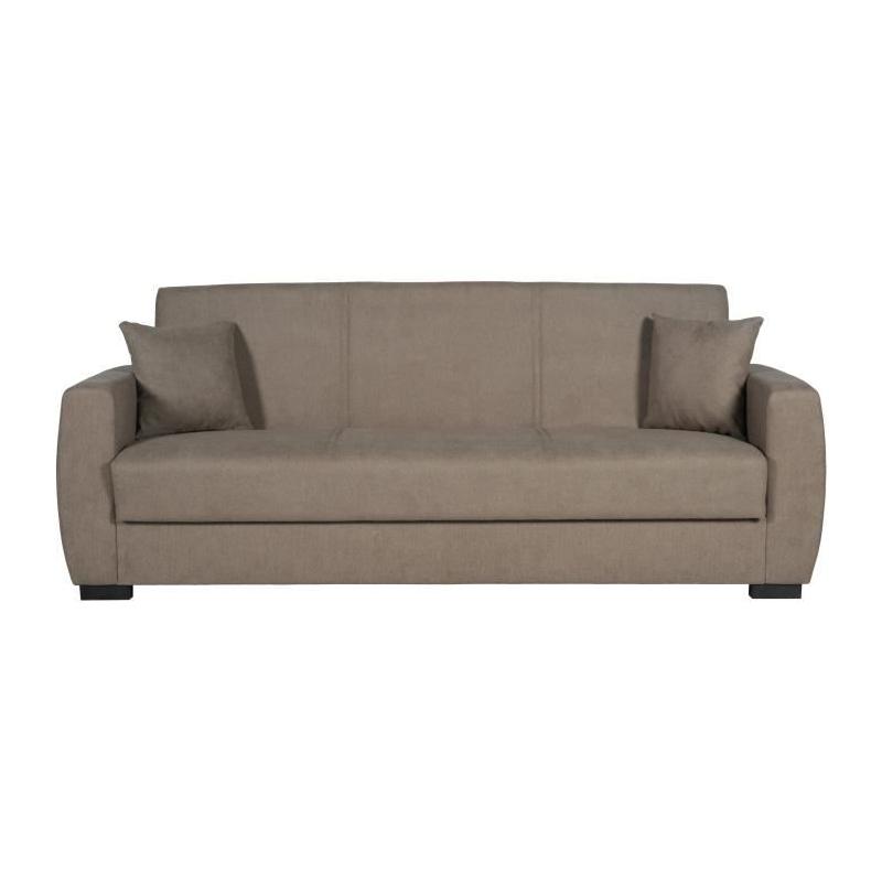 Canapé convertible 3 places OSCAR - Tissu beige - Design pratique