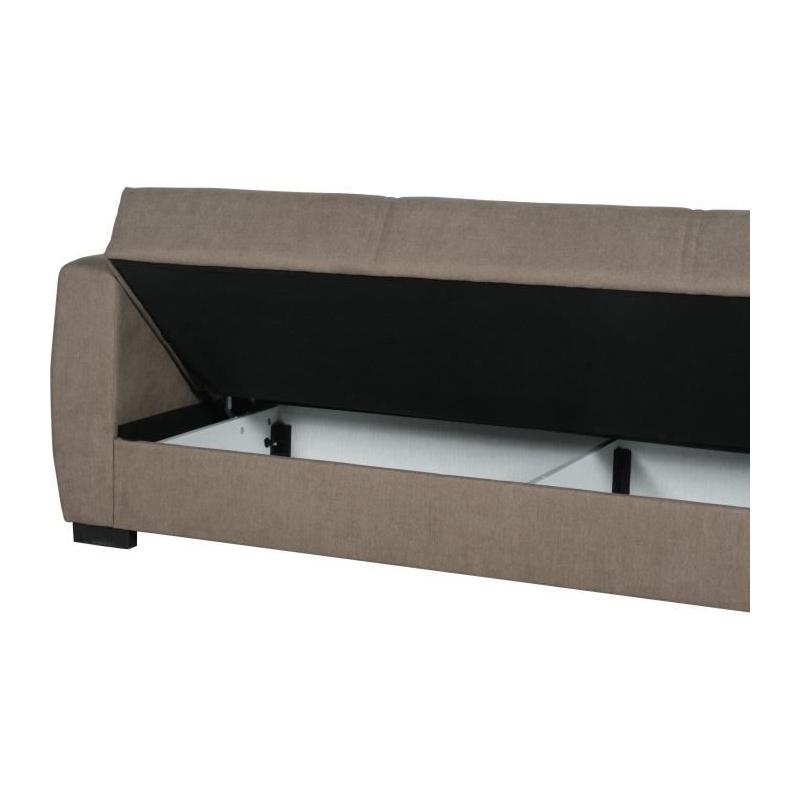 Canapé convertible 3 places OSCAR - Tissu beige - Design pratique