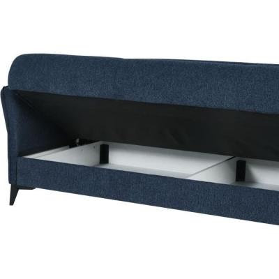 Canapé convertible 3 places OTTOWA - Bleu foncé - Coffre de rangement