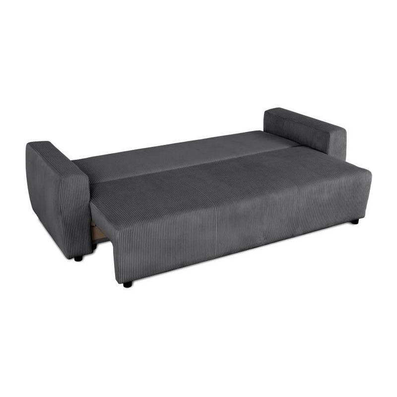 Canapé convertible 3 places PHARELL - Anthracite Velours