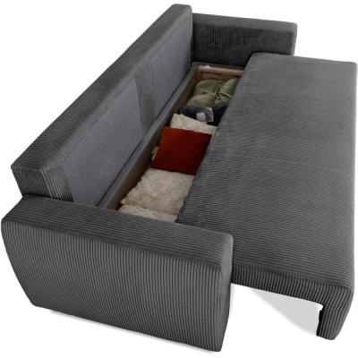 Canapé convertible 3 places PHARELL - Anthracite Velours