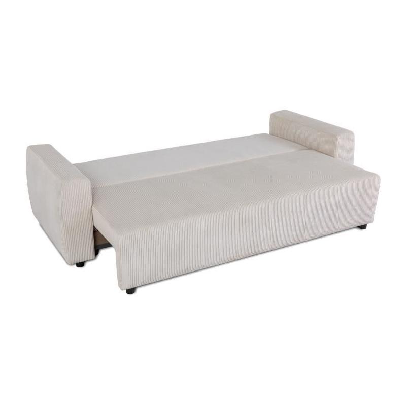 Canapé convertible 3 places PHARELL - Velours côtelé Beige