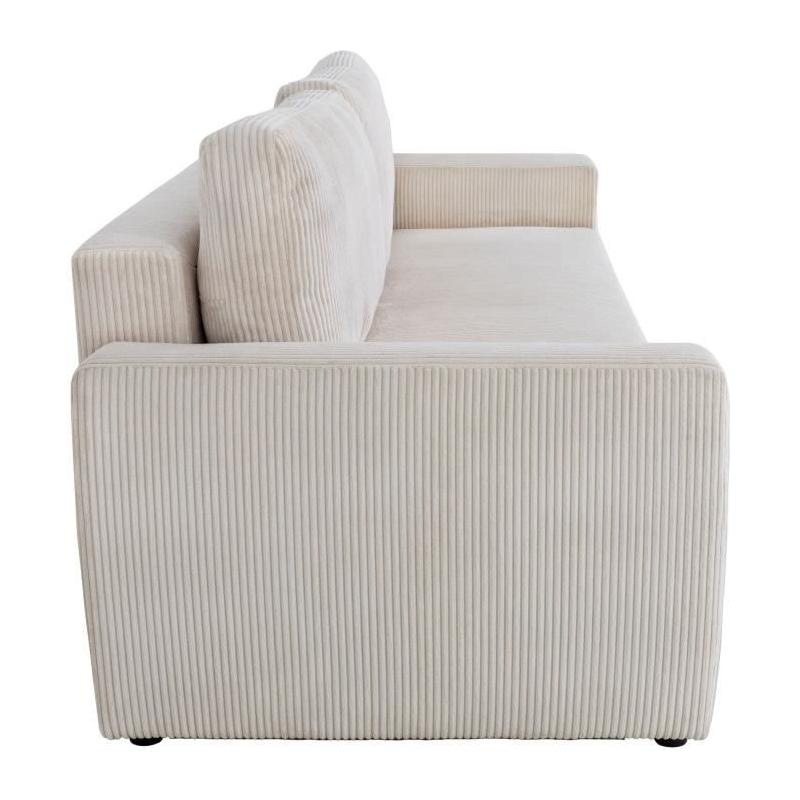 Canapé convertible 3 places PHARELL - Velours côtelé Beige