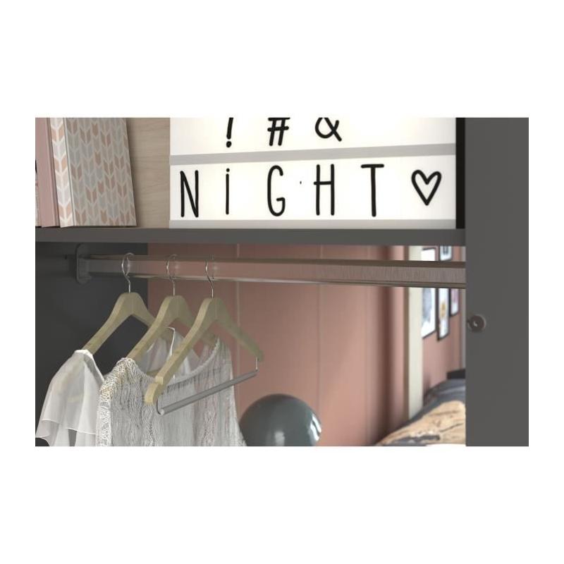 Lits superposés enfant avec rangements - Parisot - Décor Chêne Jackson et Gris Ombre