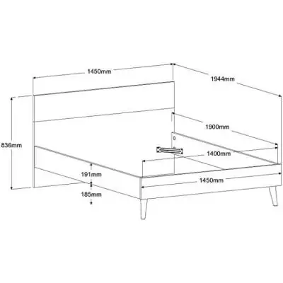 Lit adulte AALBORG 140x190 cm Blanc/Chêne - PARISOT Lit adulte AALBORG 140x190 cm Blanc/Chêne - PARISOT