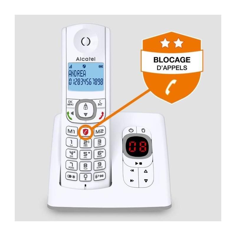 Téléphone fixe sans fil Alcatel F530 Voice - Répondeur et blocage d'appels