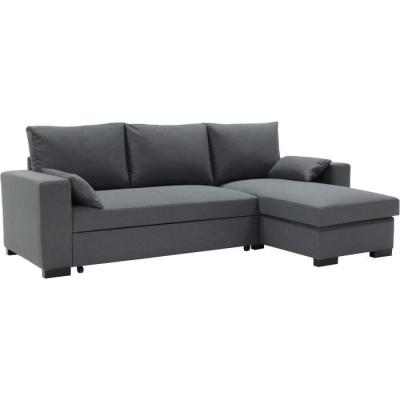 Canapé d'angle convertible MORGAN 3 places Anthracite - Avec coffre et coussins